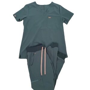 FIGS Hydrogreen Scrub Set Small Catarina Top/XSP XSmall Petite Zamora Jogger